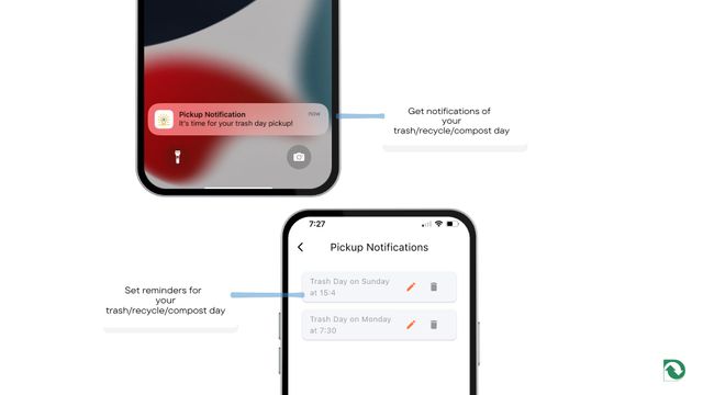 Waste disposal reminders feature on Deep Waste app