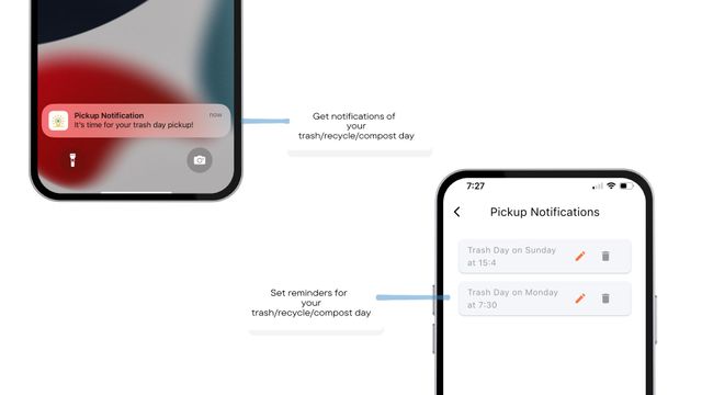 Waste disposal reminders feature on Deep Waste app