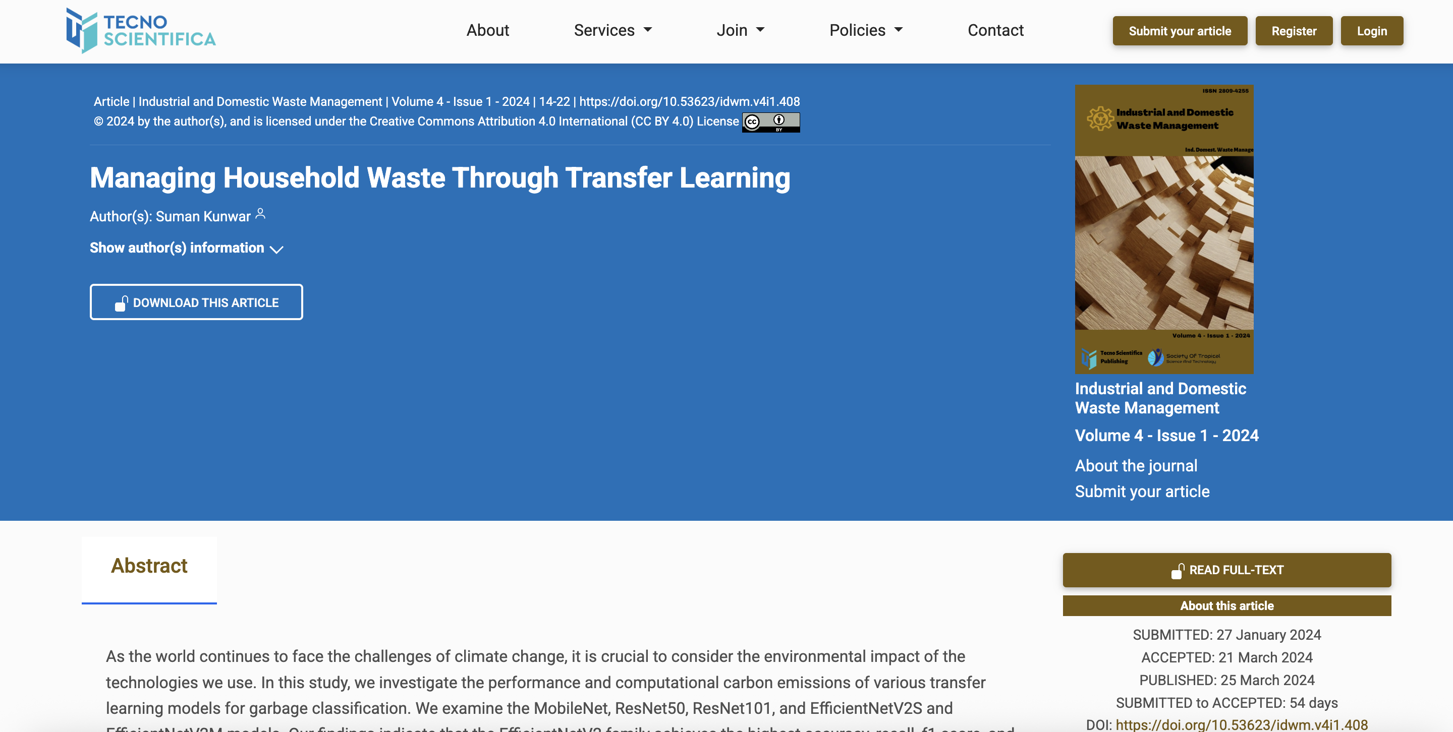 Managing Household Waste Through Transfer Learning