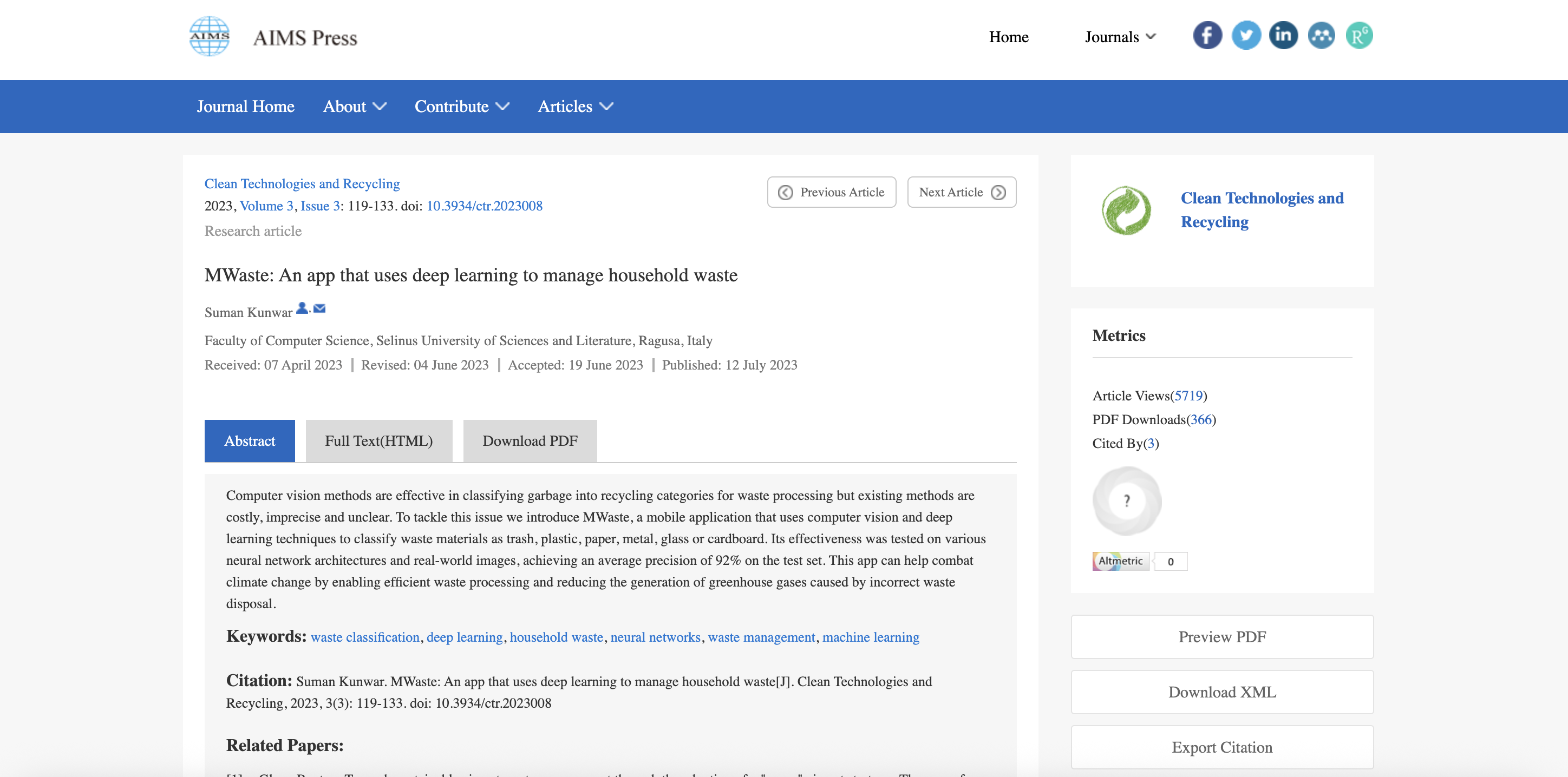 MWaste: An app that uses deep learning to manage household waste