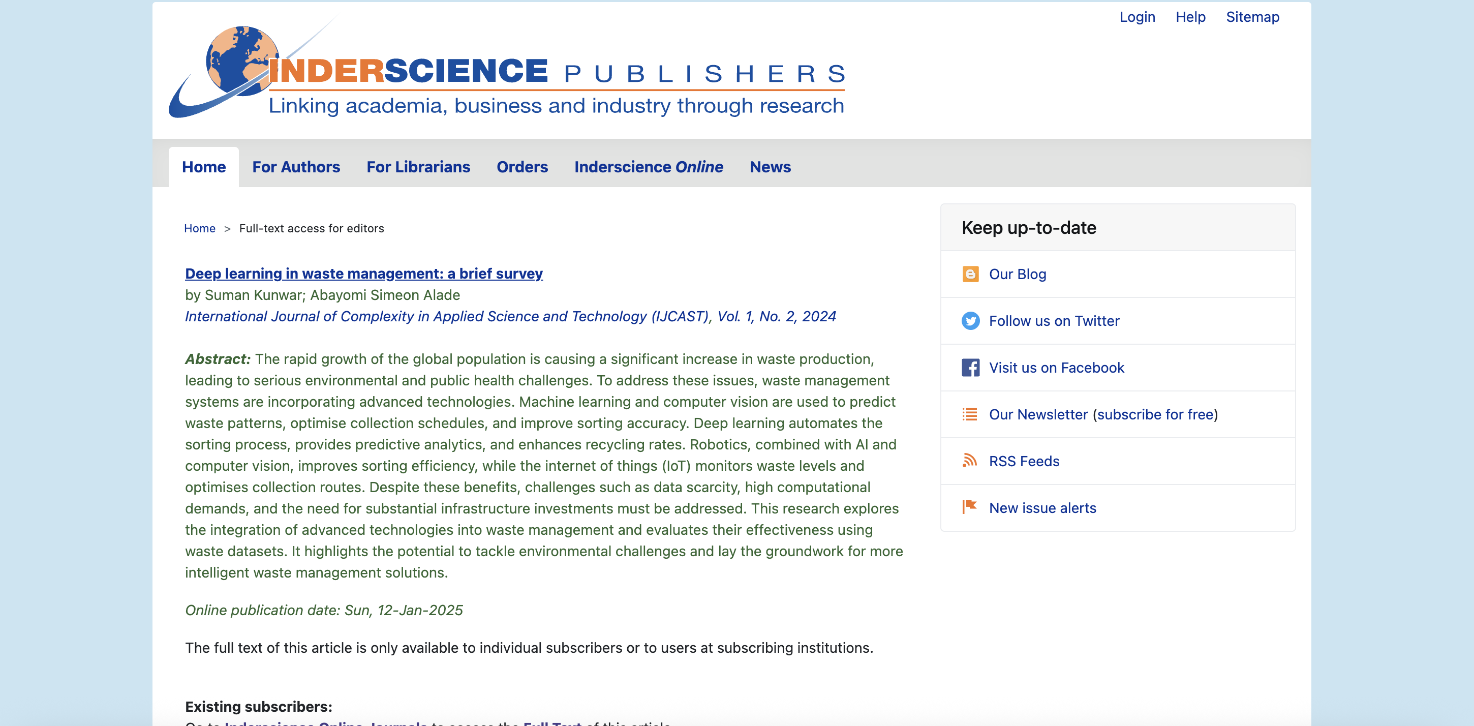 Deep Learning in Waste Management: A Brief Survey